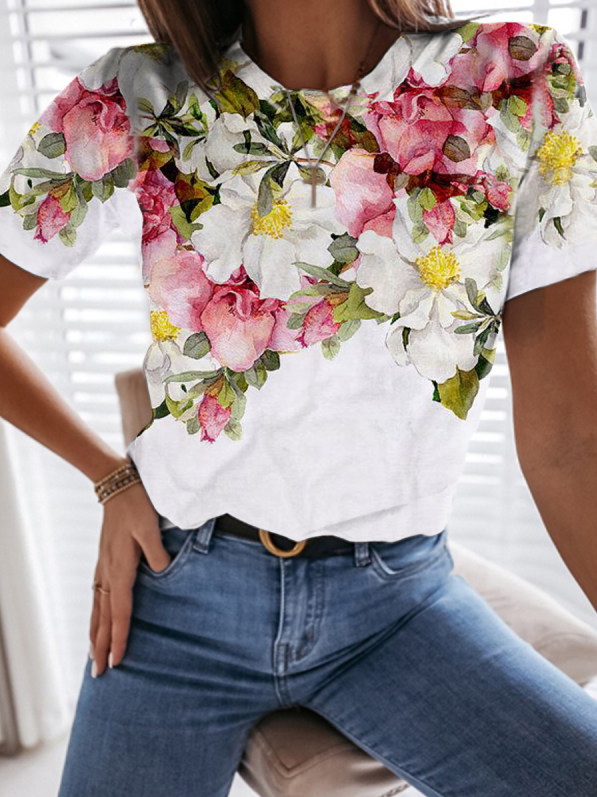 Casual Regular Fit Floral T-shirt