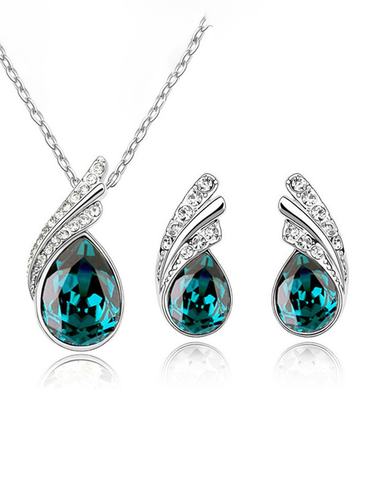 Angel Wings Crystal Earrings Necklace Set