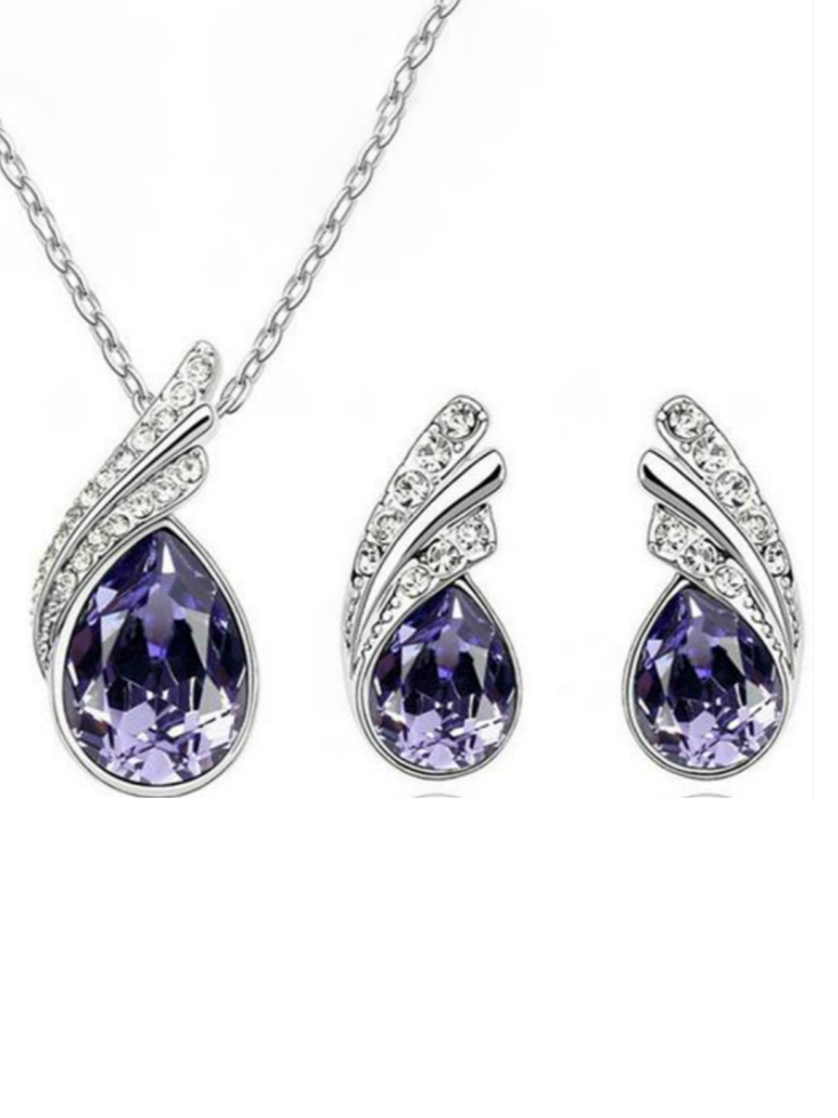 Angel Wings Crystal Earrings Necklace Set