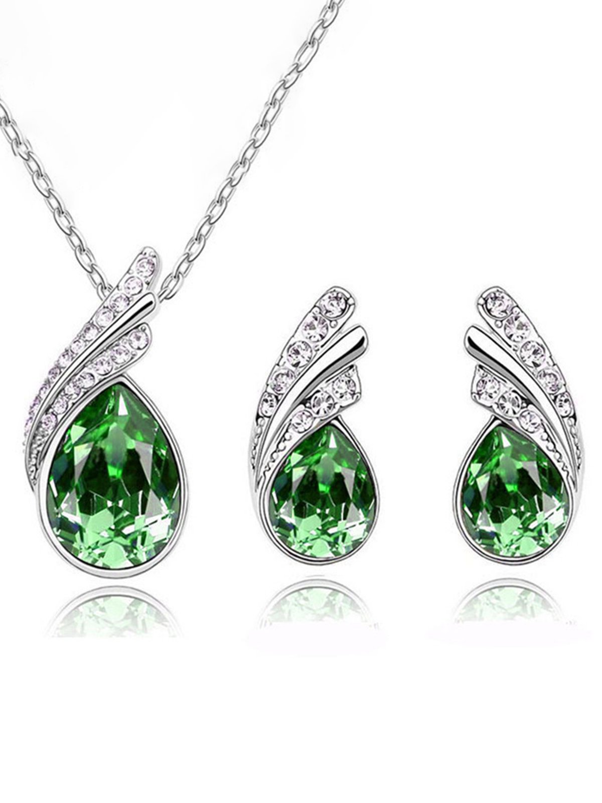 Angel Wings Crystal Earrings Necklace Set