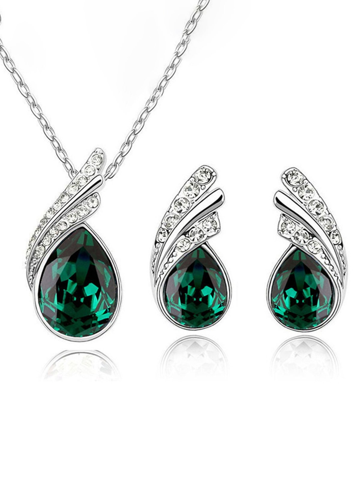 Angel Wings Crystal Earrings Necklace Set