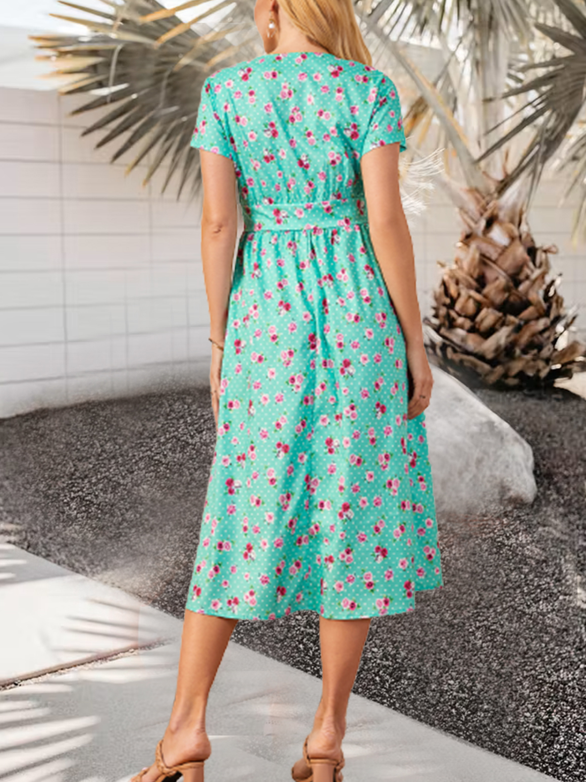 Cotton Blends Floral Boho Loosen Floral Dress
