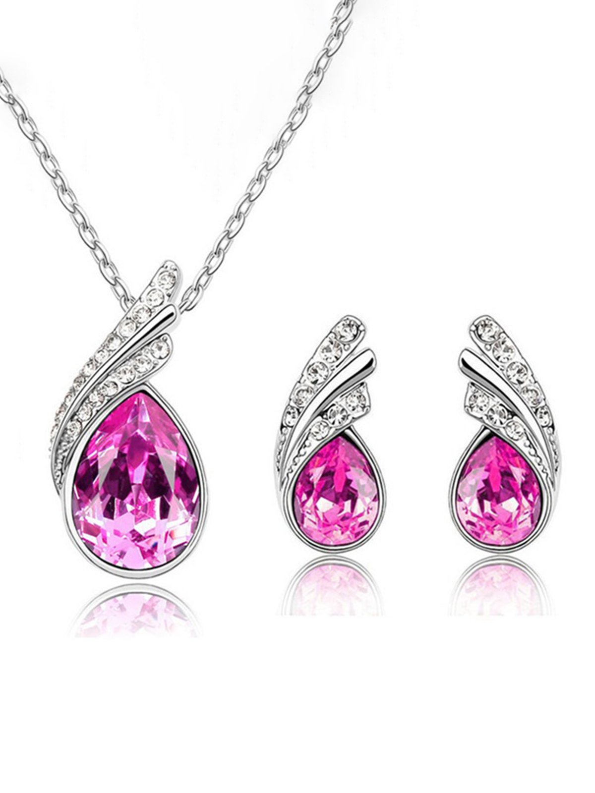 Angel Wings Crystal Earrings Necklace Set
