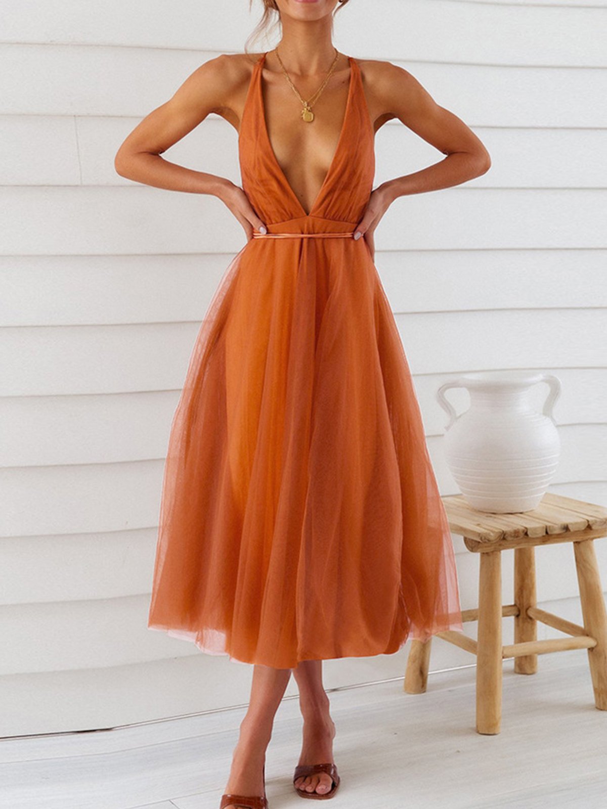 Party Spaghetti Regular Fit Summer Dress