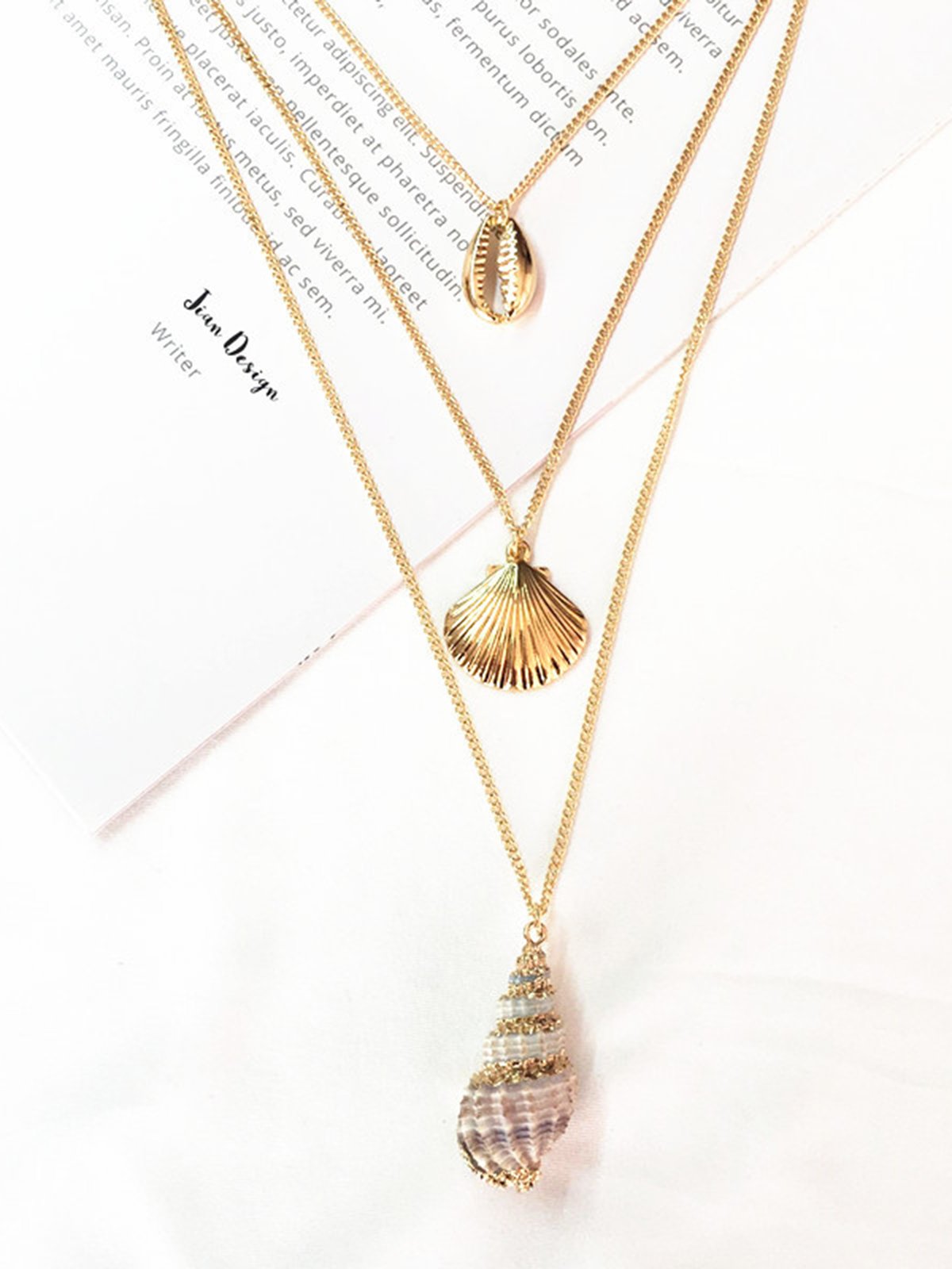 Bohemian Seaside Resort Conch Tower Necklace