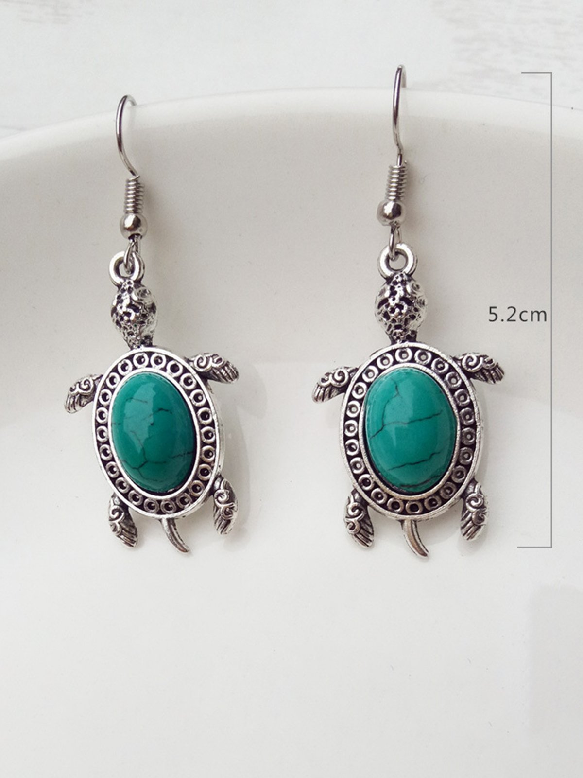 Vintage Alloy Turquoise Turtle Necklace And Earrings Set