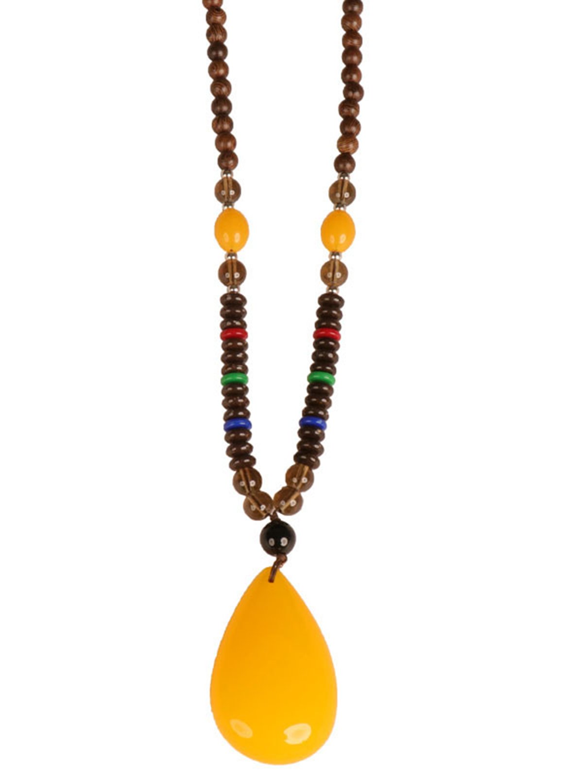 Vintage Wood Beaded Long Necklace