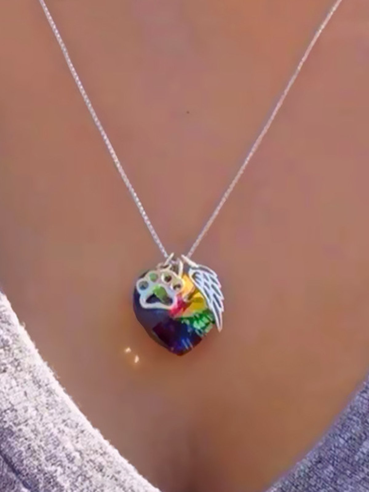 Heart Shaped Colored Stone Necklace