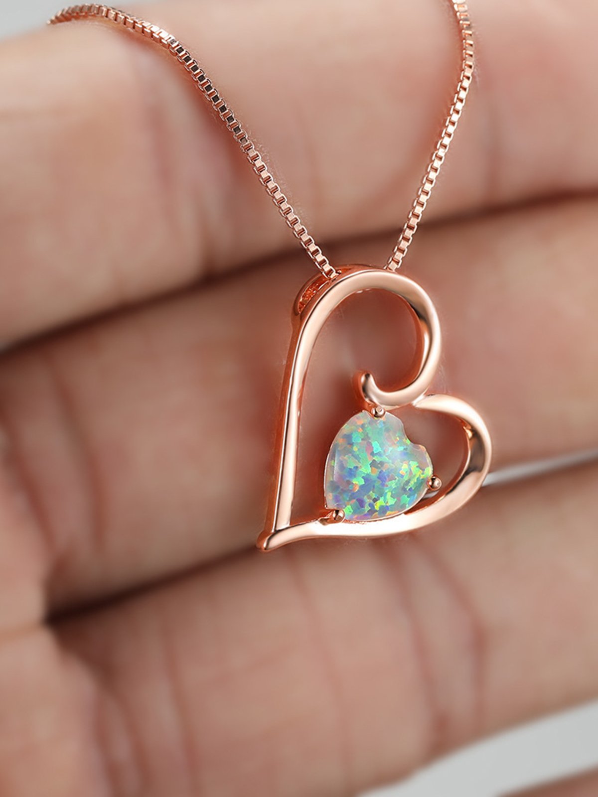 Alloy Heart Opal Necklace