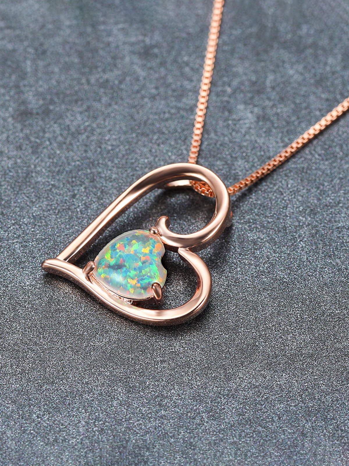 Alloy Heart Opal Necklace