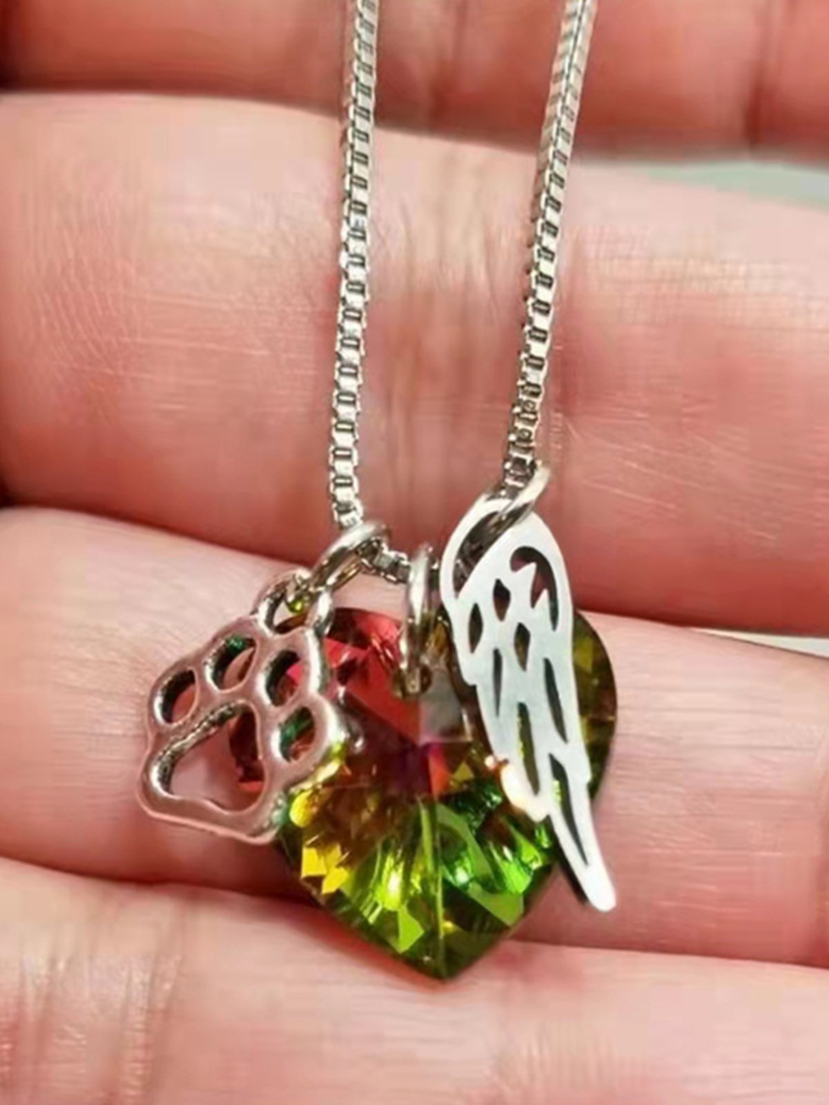 Heart Shaped Colored Stone Necklace