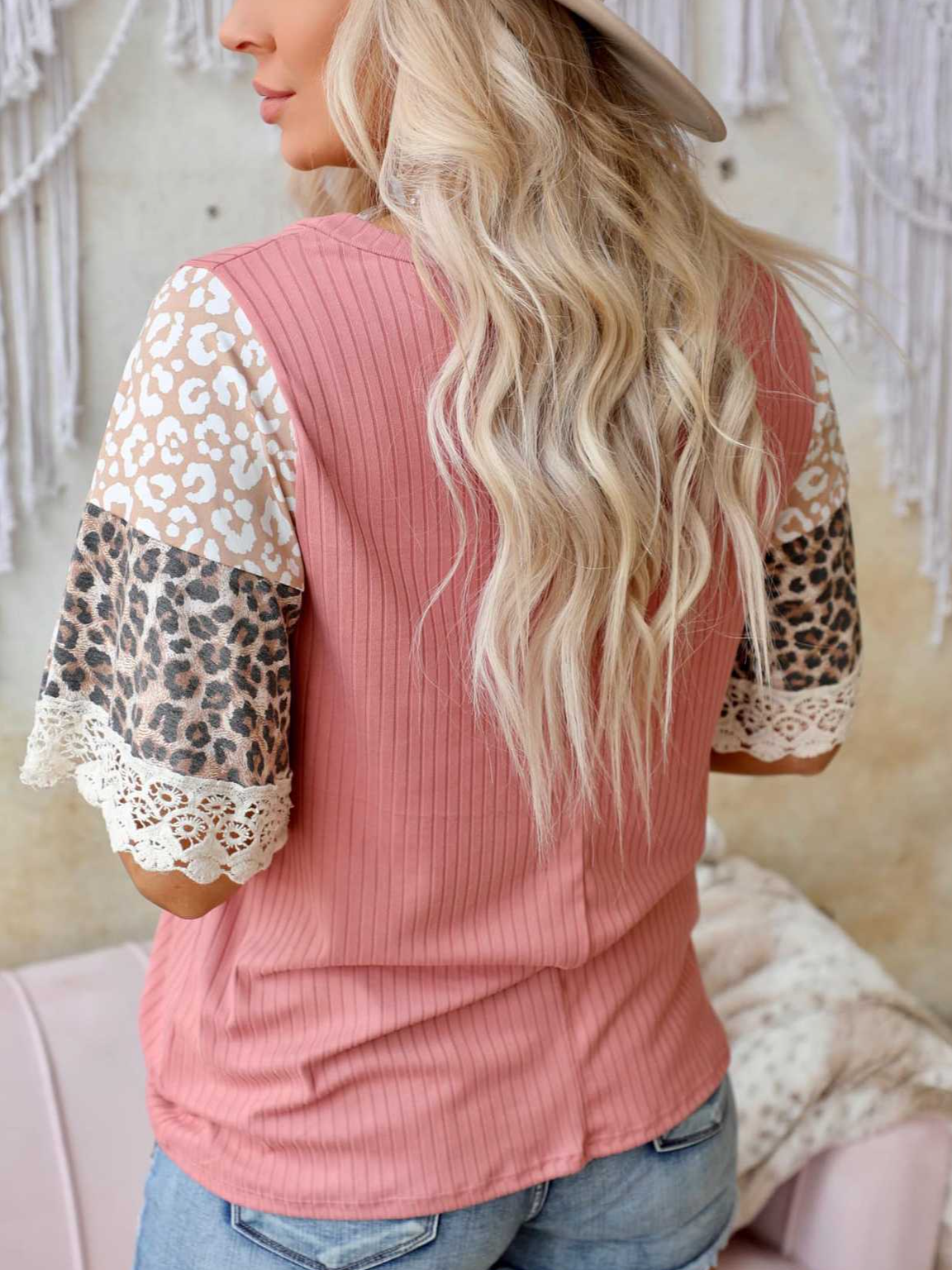 Leopard Casual Loosen Cotton Blends Frill Sleeve Shirt & Blouses