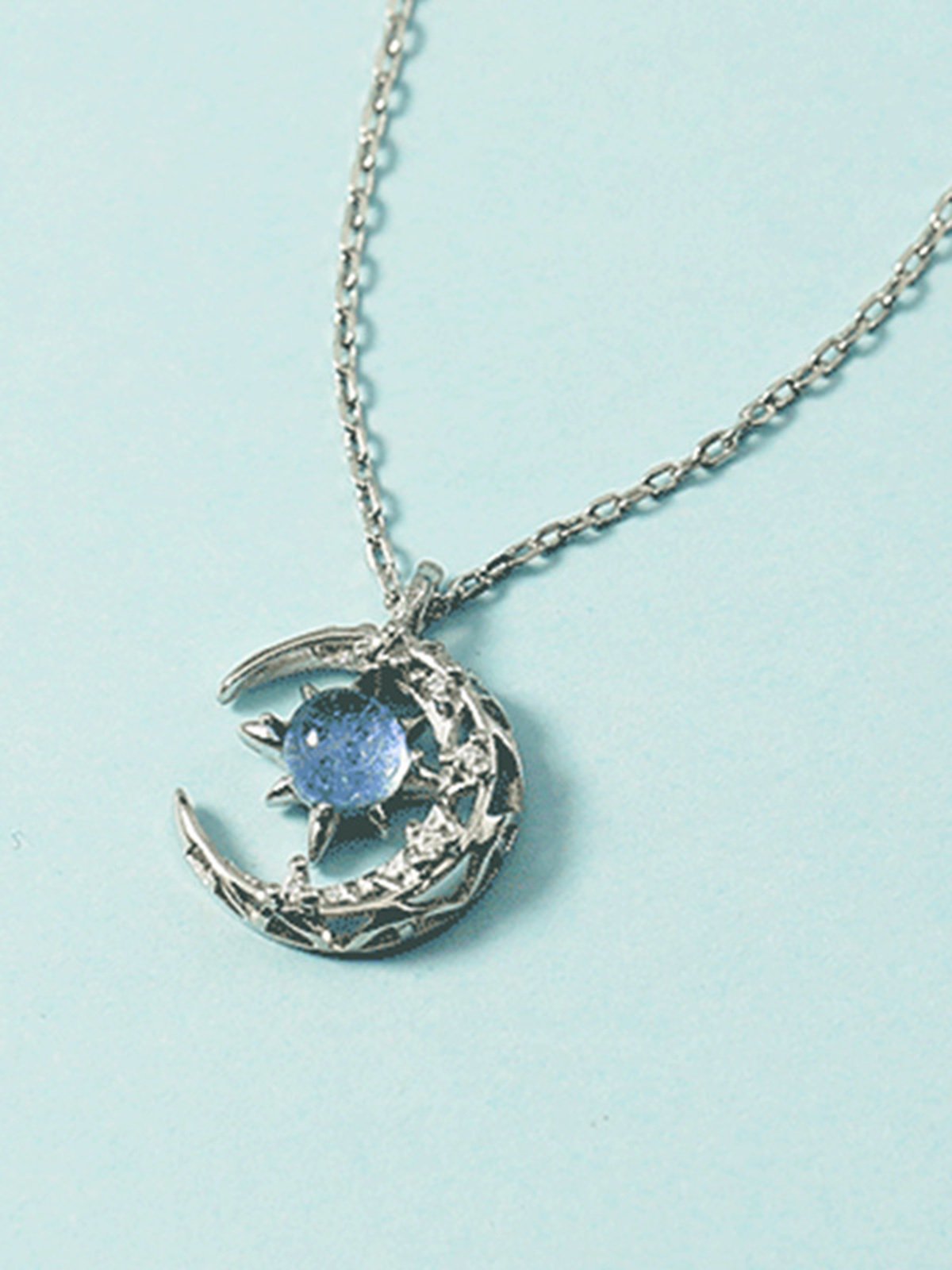 Vintage Alloy Moon Moonstone Necklace