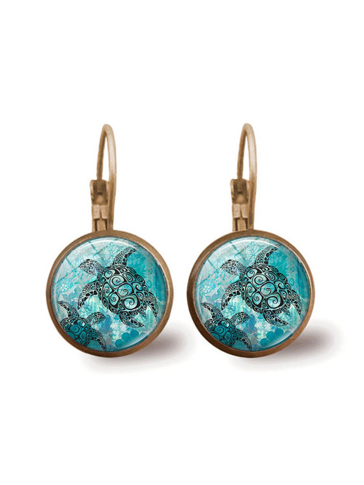 Ethnic Vintage Turtle Transparent Gemstone Earrings