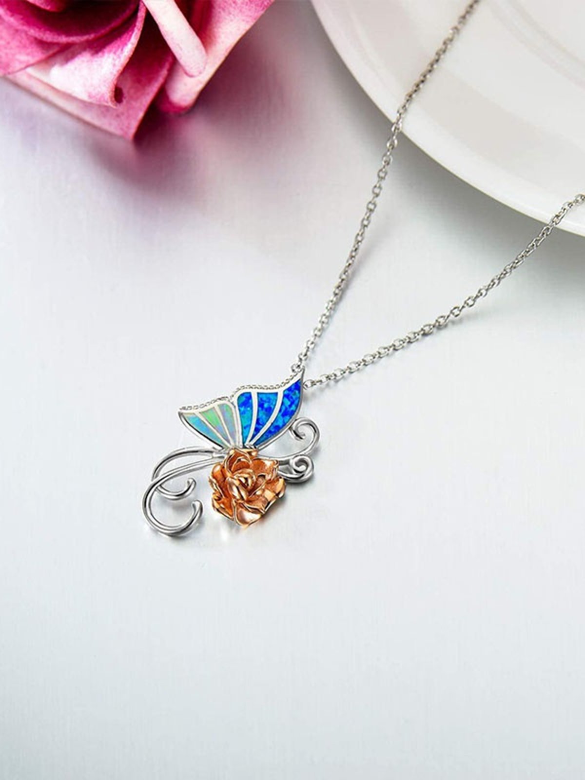 Rose Necklace Dress Jewelry