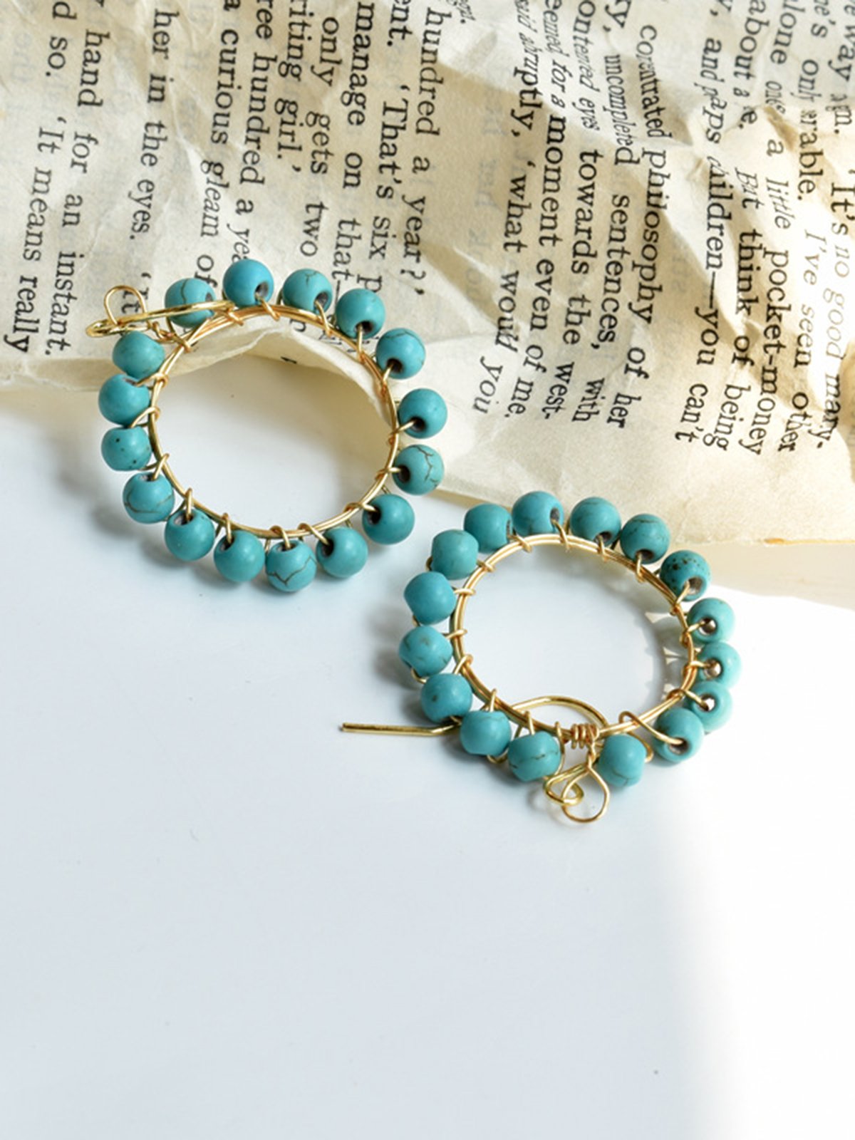 Ethnic Boho Hoop Round Turquoise Earrings Dress Jewelry