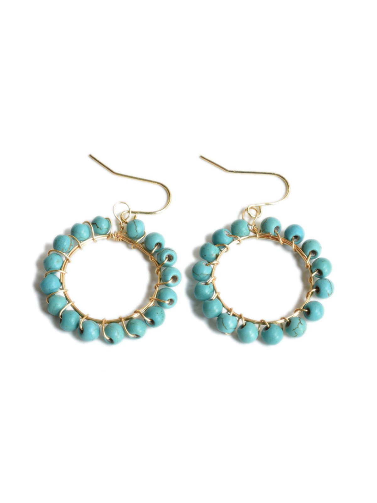 Ethnic Boho Hoop Round Turquoise Earrings Dress Jewelry