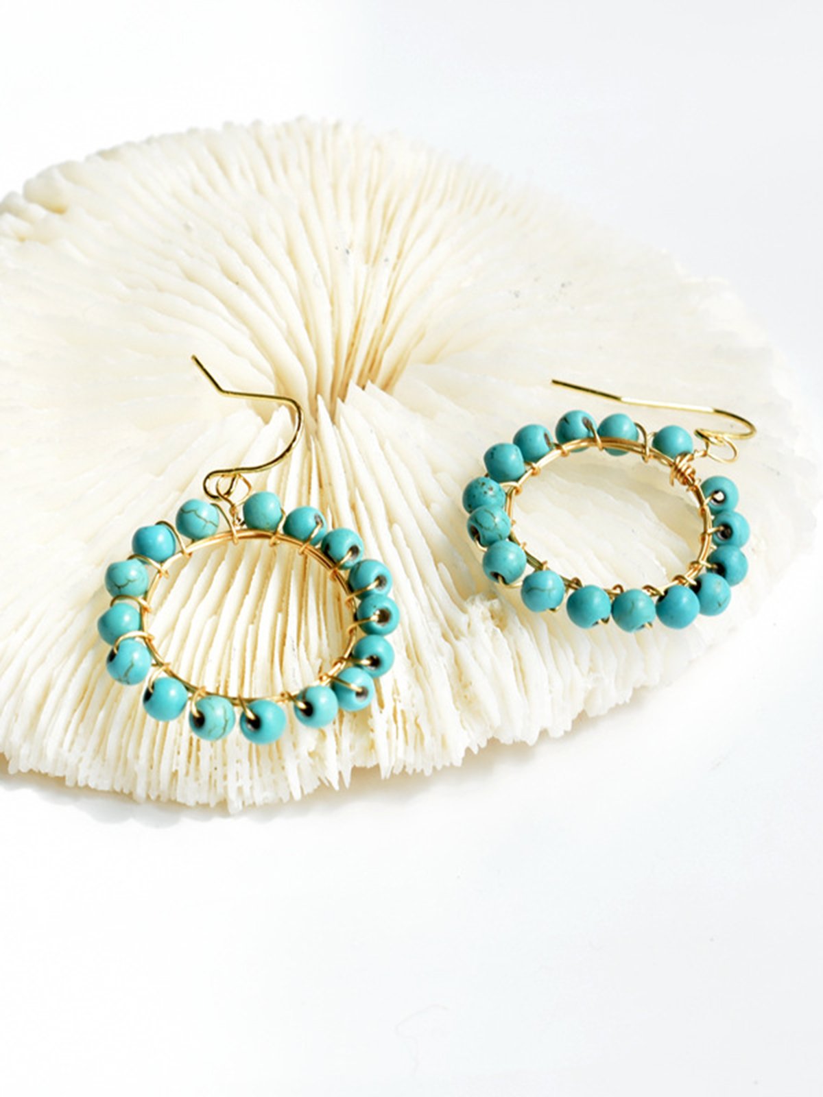 Ethnic Boho Hoop Round Turquoise Earrings Dress Jewelry