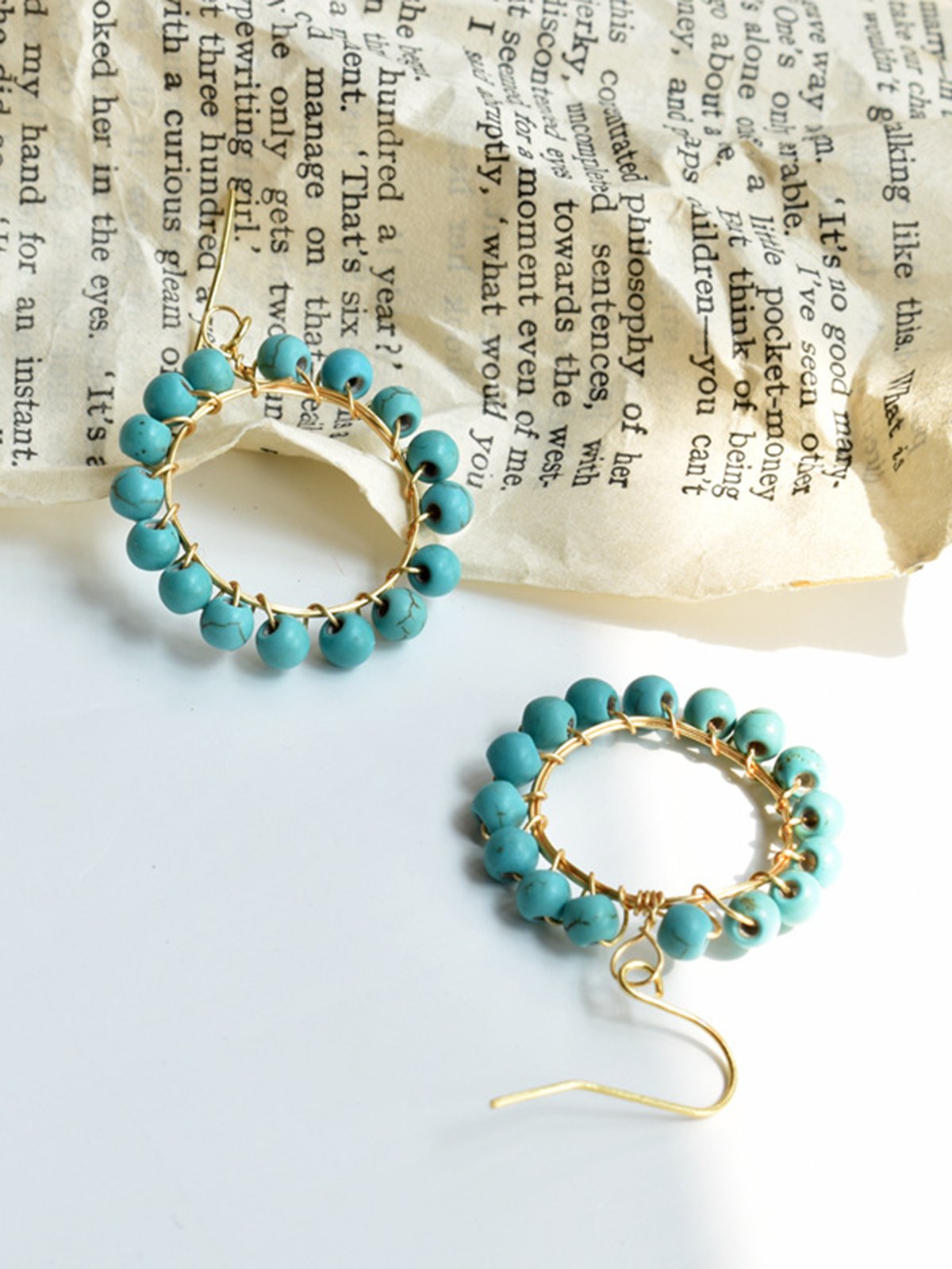 Ethnic Boho Hoop Round Turquoise Earrings Dress Jewelry
