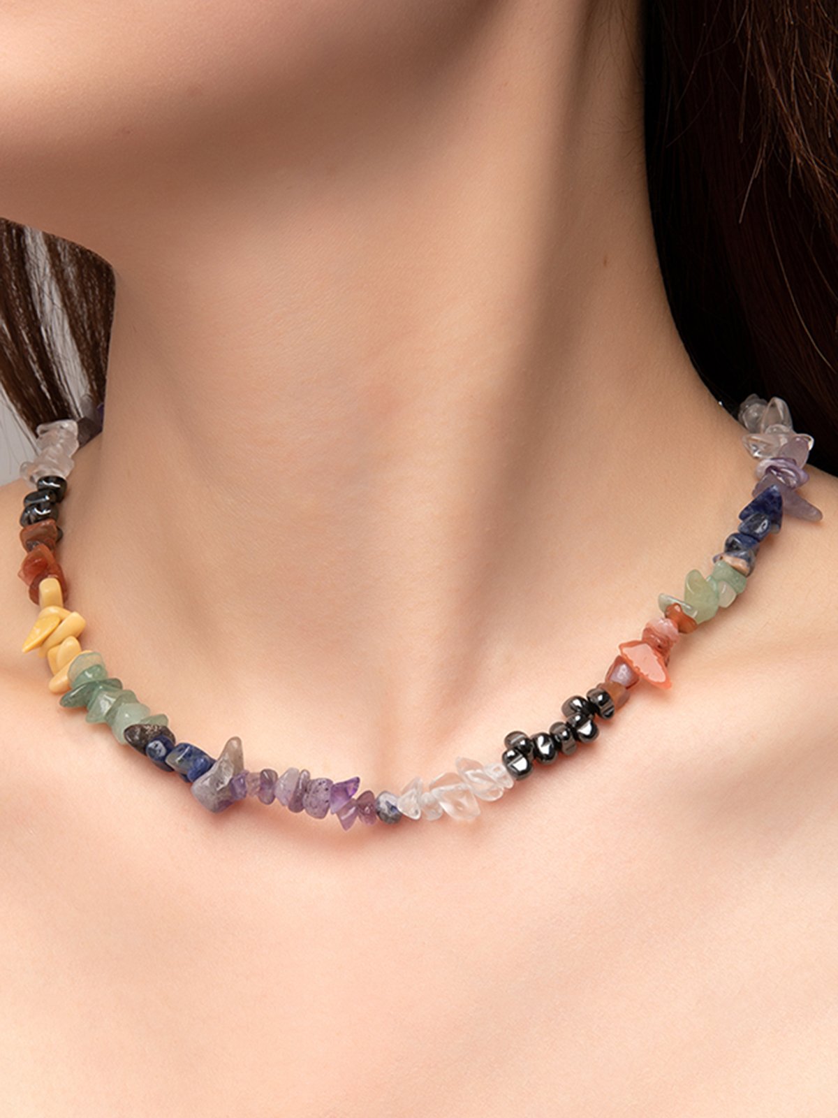 Ethnic Style Natural Crystal Color Versatile Necklace