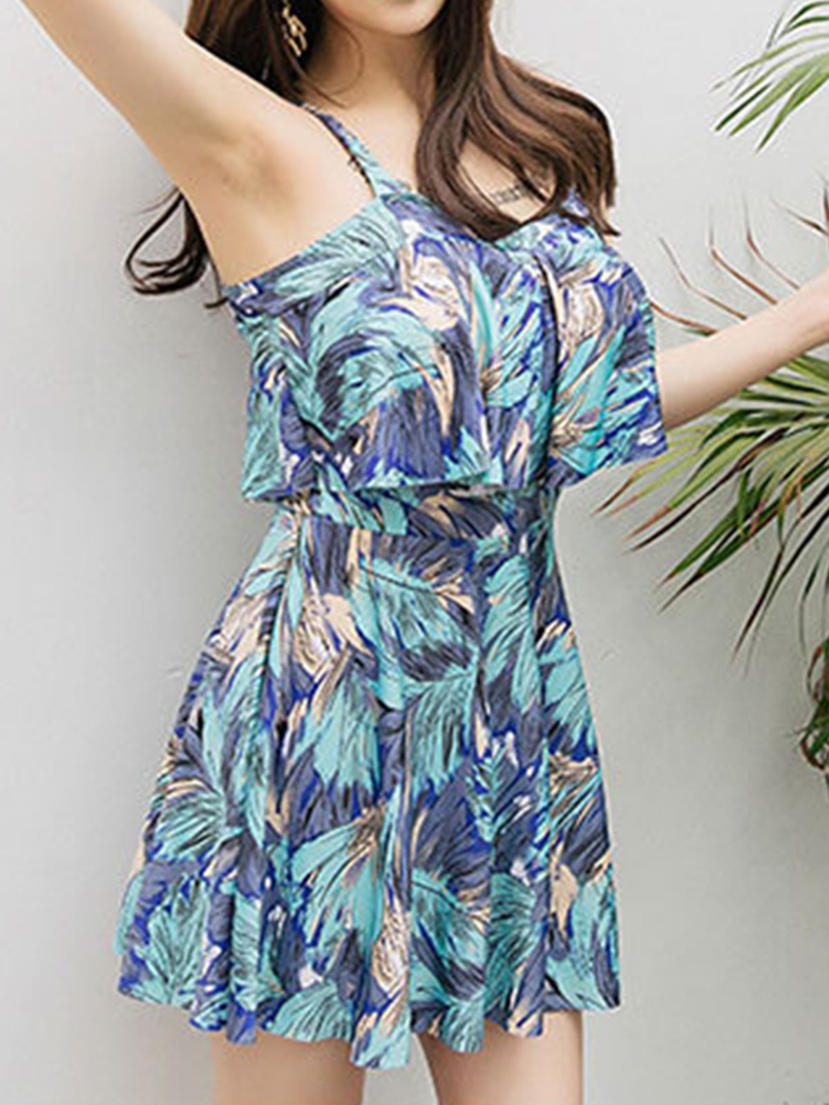 Printed U-Neck Swimwear>>One-Pieces