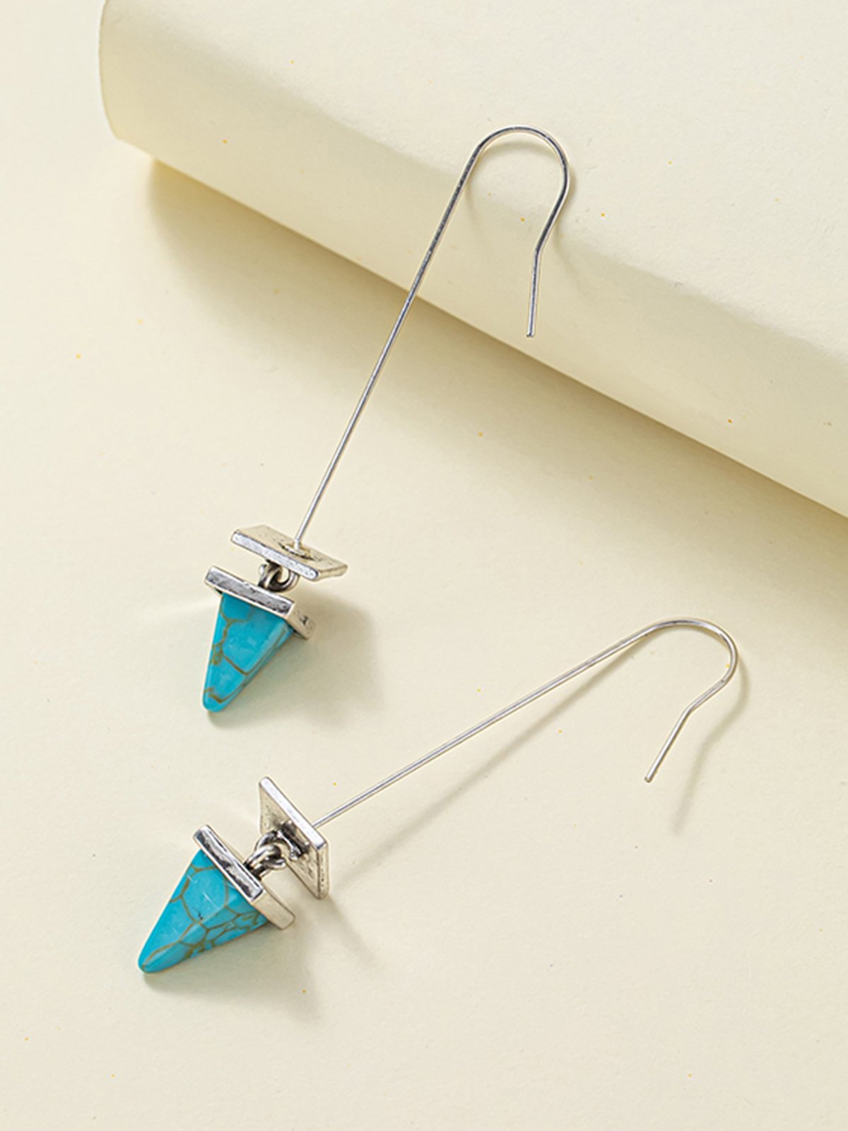 Ethnic Vintage Geometric Long Turquoise Earrings