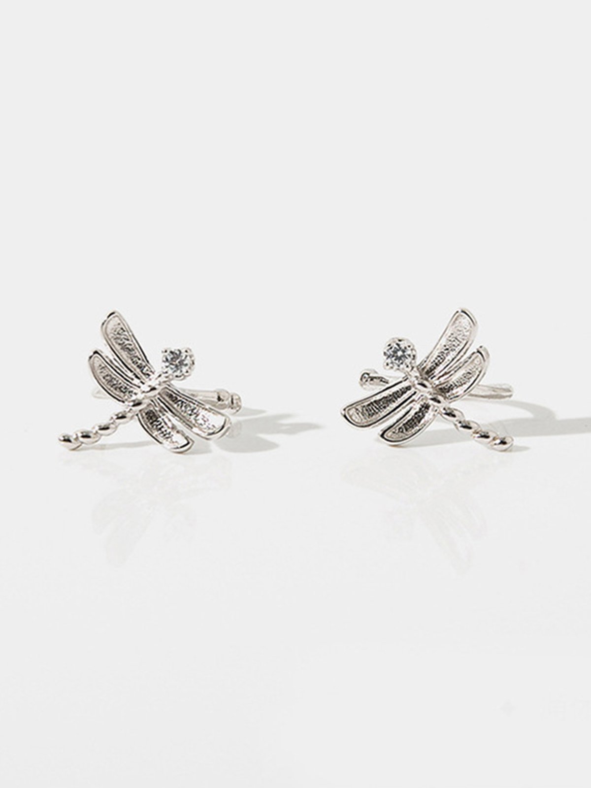 Vintage Silver Dragonfly Earrings Ear Cuffs