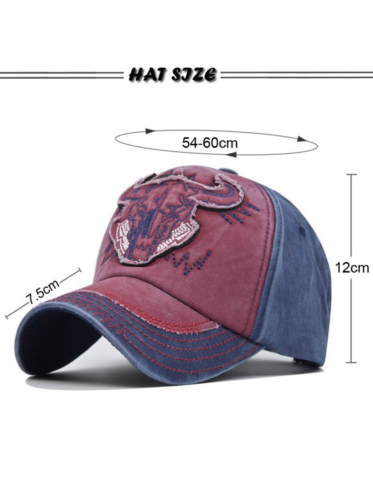 Men's Colorblock Washed Distressed Three-Dimensional Embroidered Baseball Cap