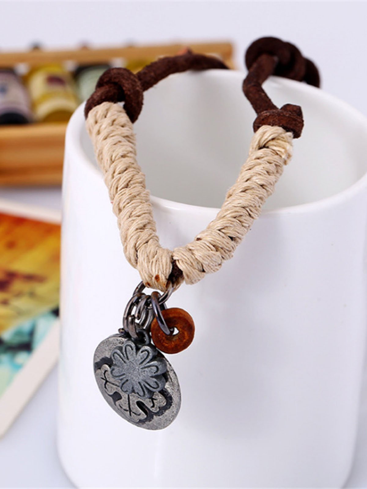 Men's Hemp Rope Braided Vintage Alloy Necklace
