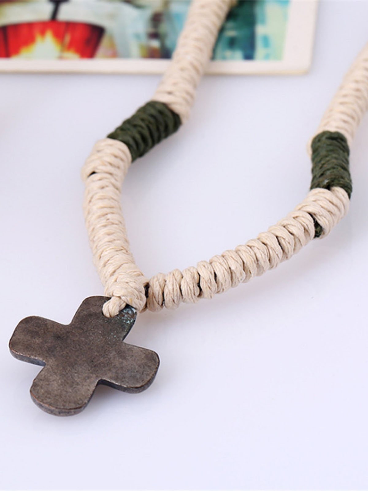 Men's Hemp Rope Braided Vintage Alloy Necklace