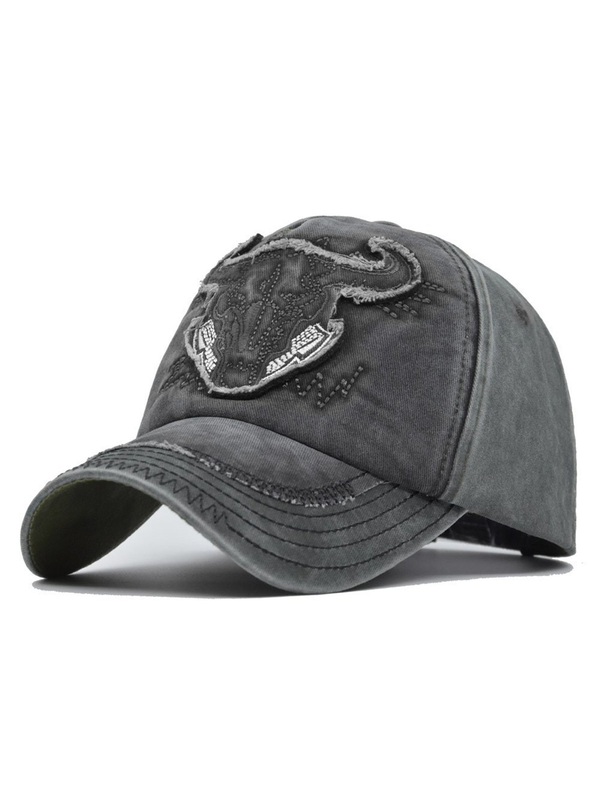 Men's Colorblock Washed Distressed Three-Dimensional Embroidered Baseball Cap