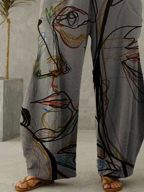 Abstract Cotton Vintage Pants