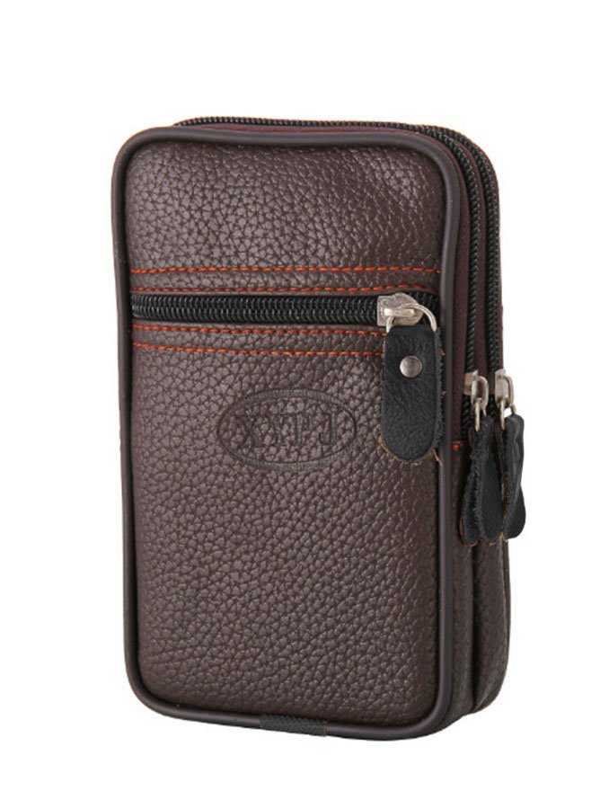 Pu Leather Zipper Men's Bags