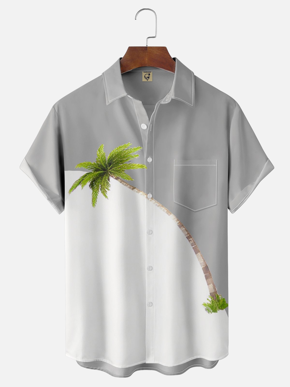 Short Sleeve Shirt Collar Coconut Tree Shirt ＆ Blouse