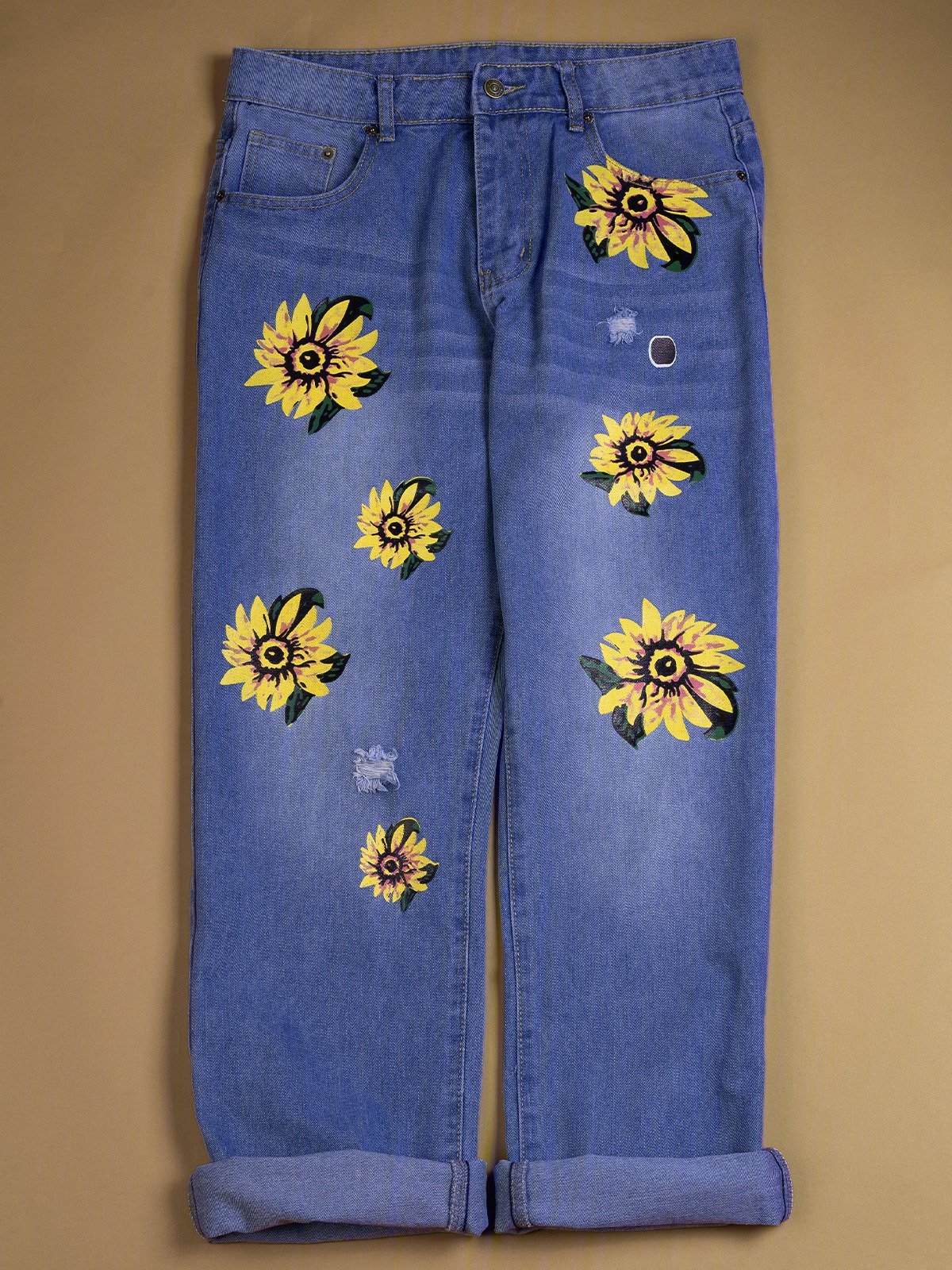 Floral Denim Slim Fit Jeans