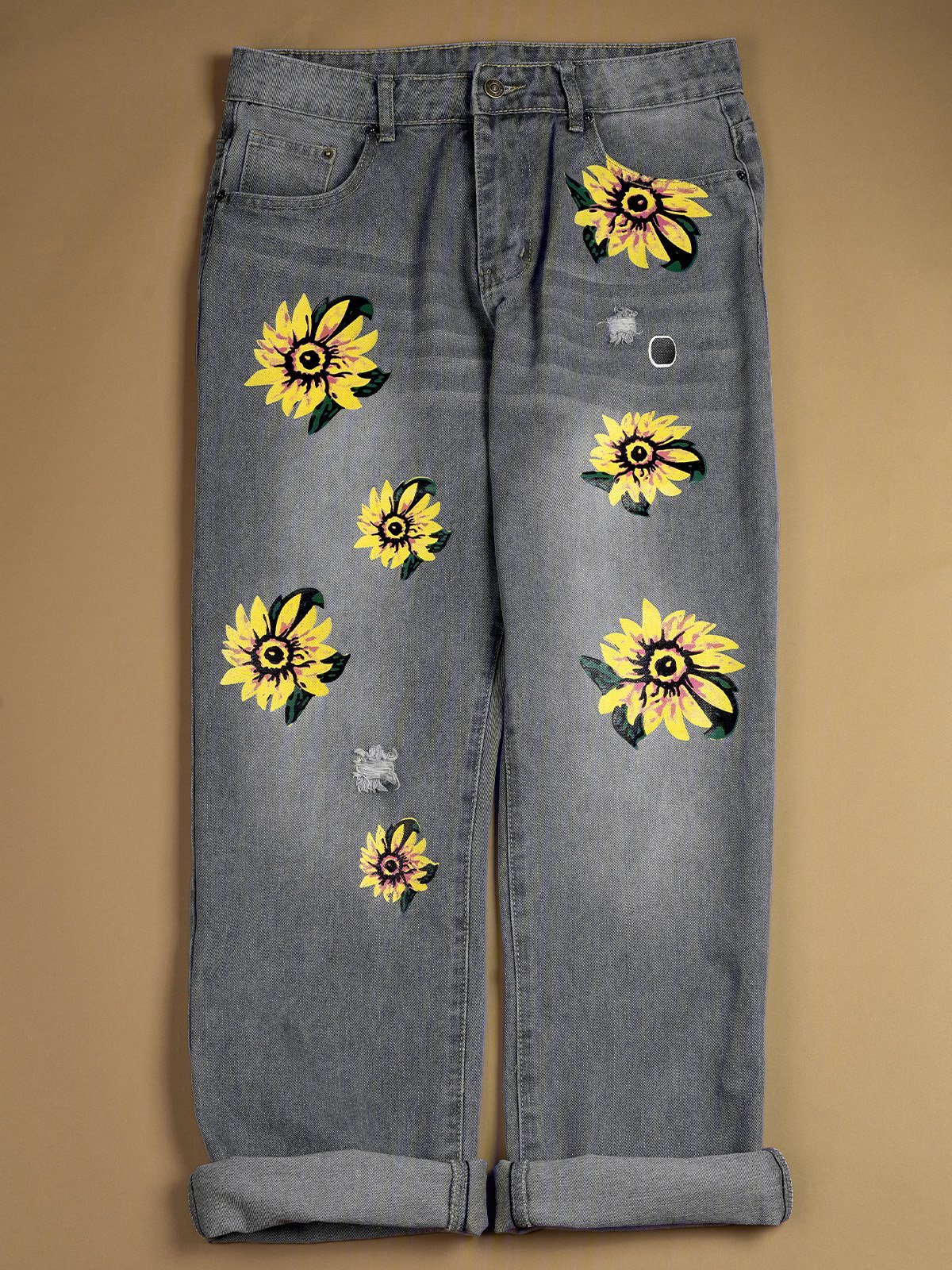 Floral Denim Slim Fit Jeans