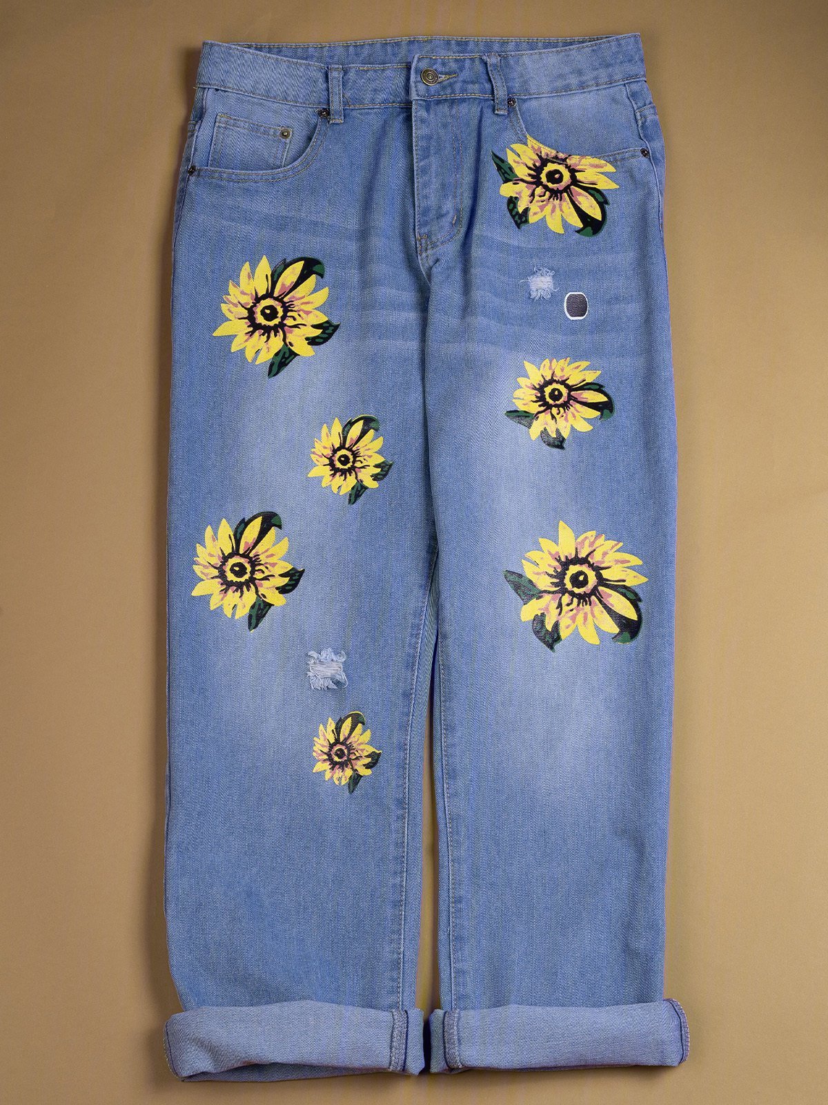 Floral Denim Slim Fit Jeans