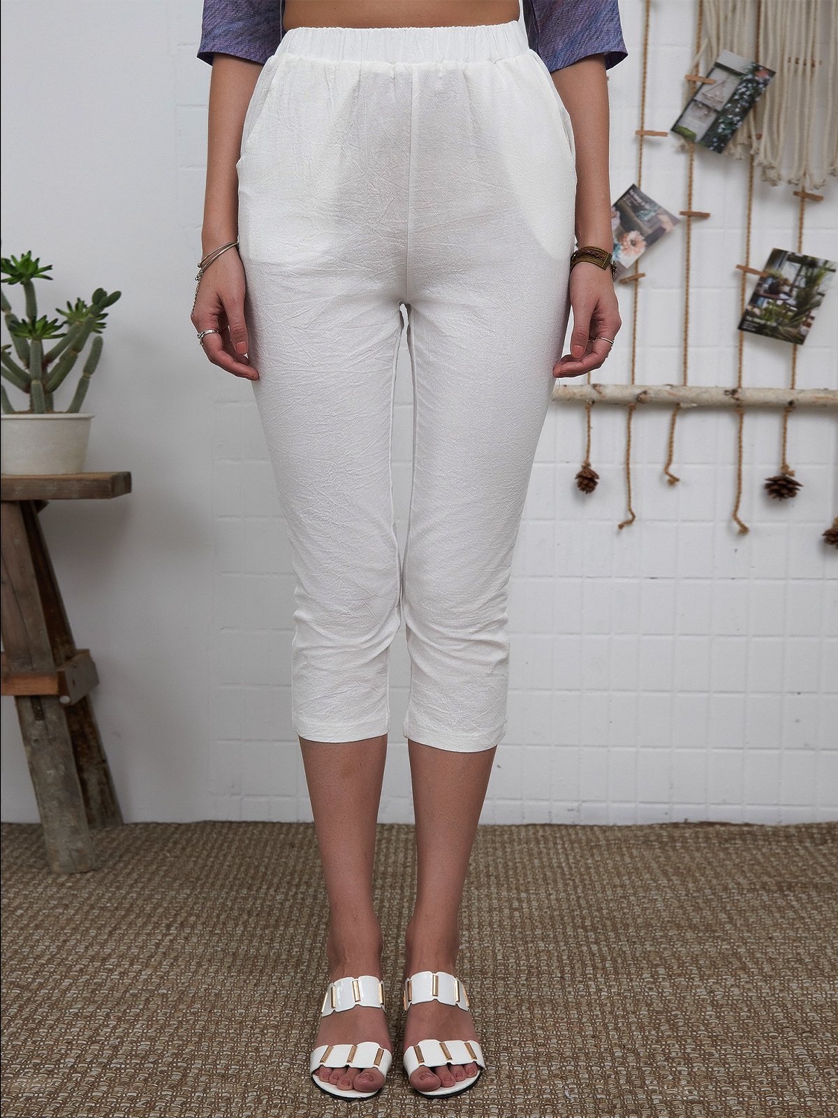 Linen Solid Loosen Pants