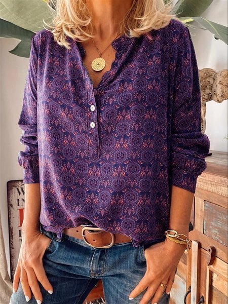 Loosen Floral Casual Shirt & Blouses