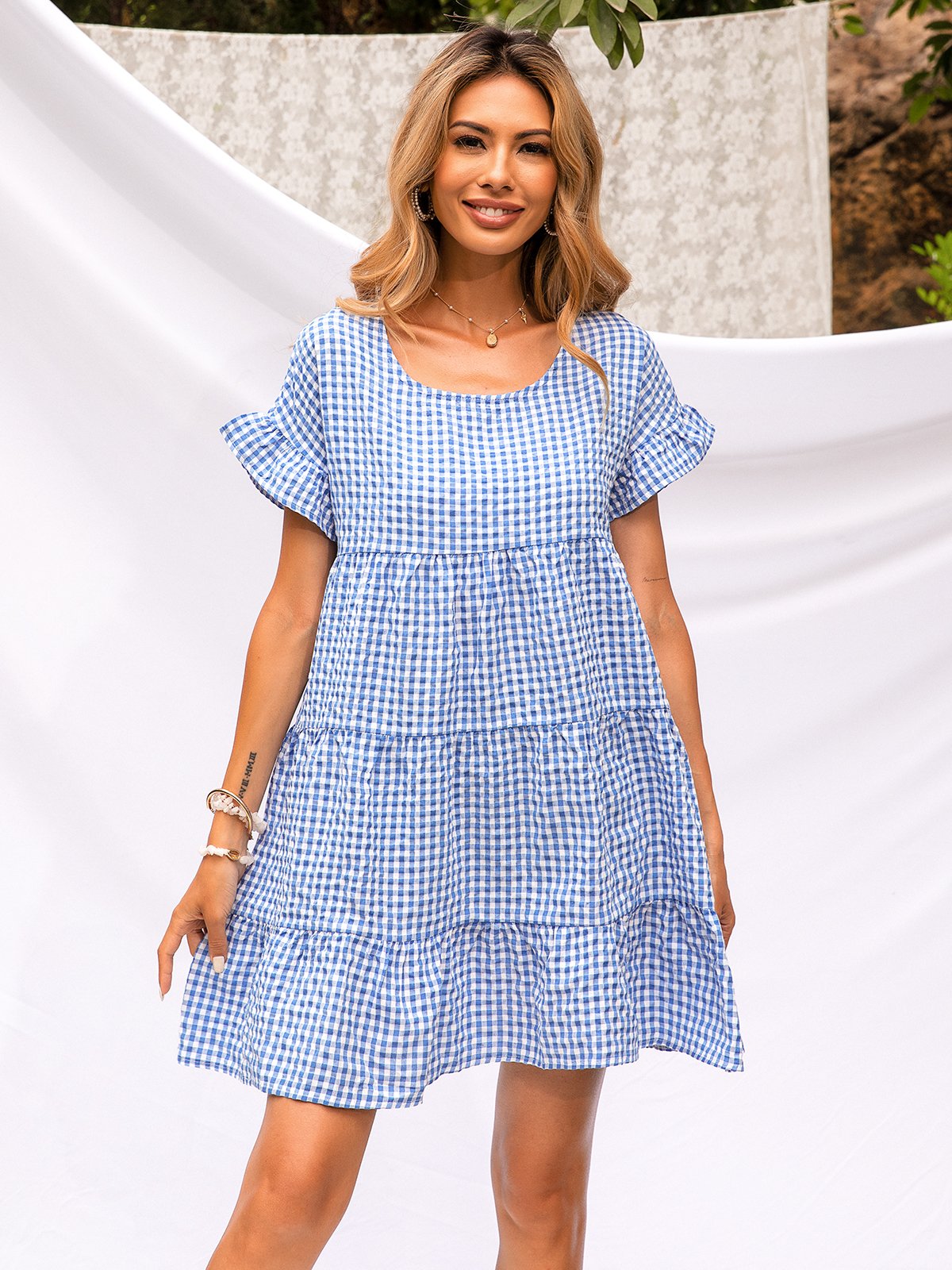 Vintage Round Neck Loosen Casual Dress