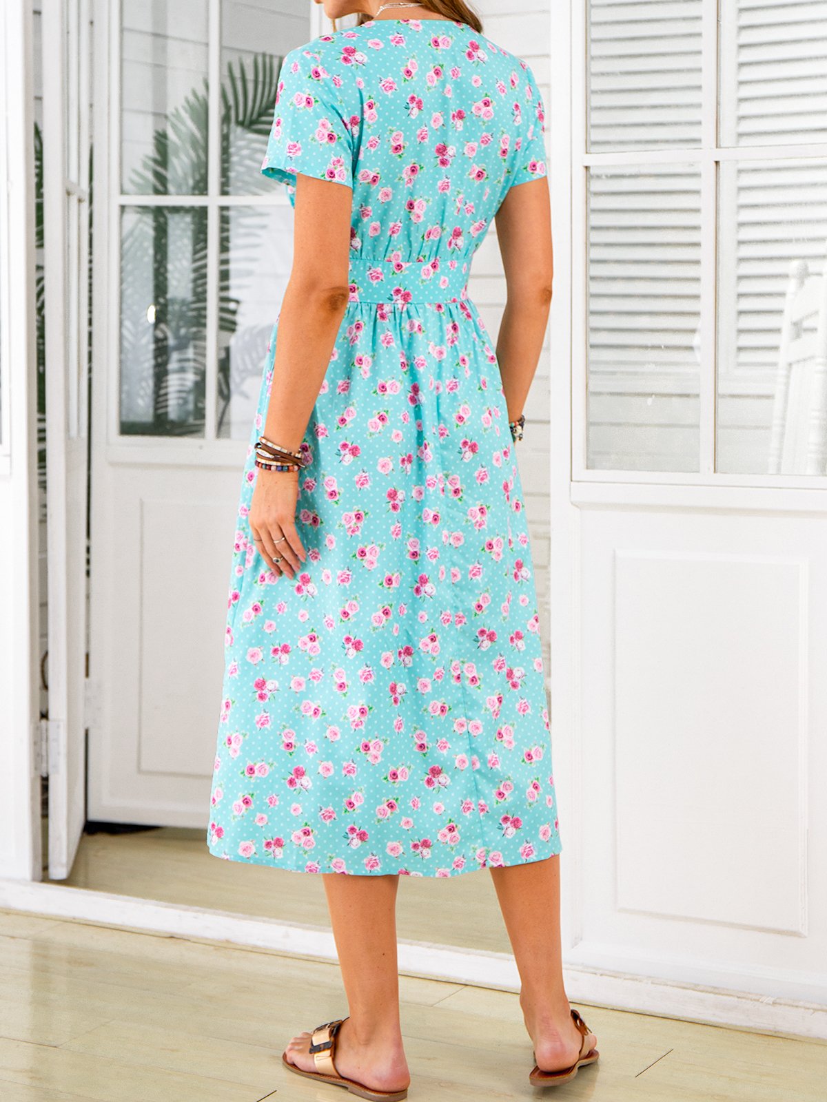 Floral Cotton Blends Casual Floral Dress