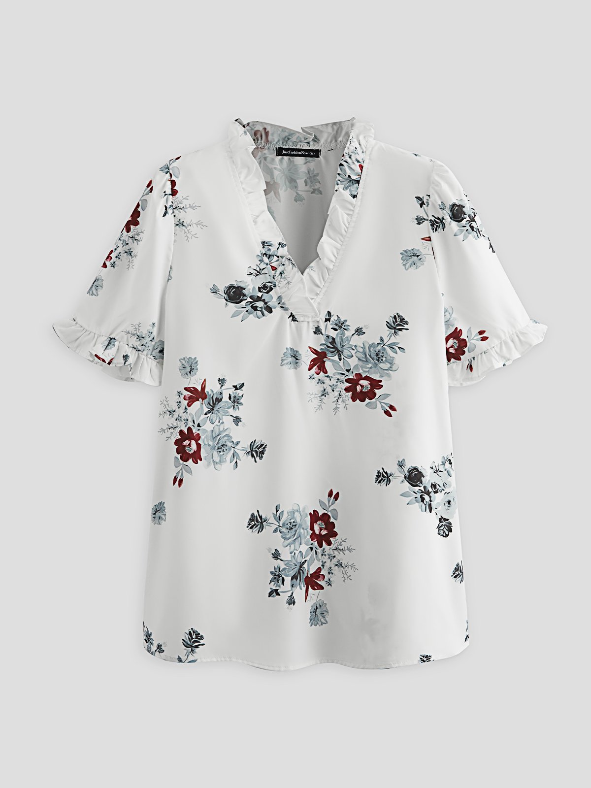 V Neck Casual Floral Loosen T-shirt