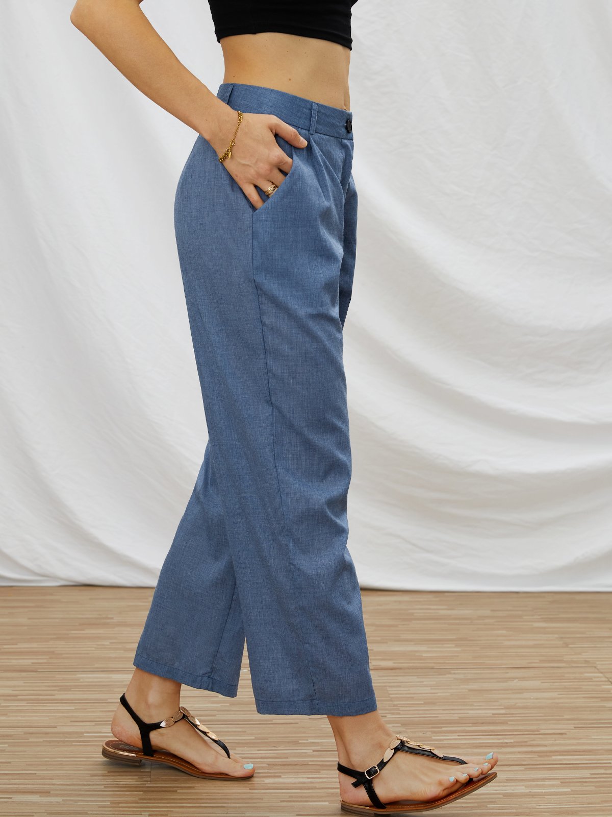 Plain Casual Cotton Blends Bottoms