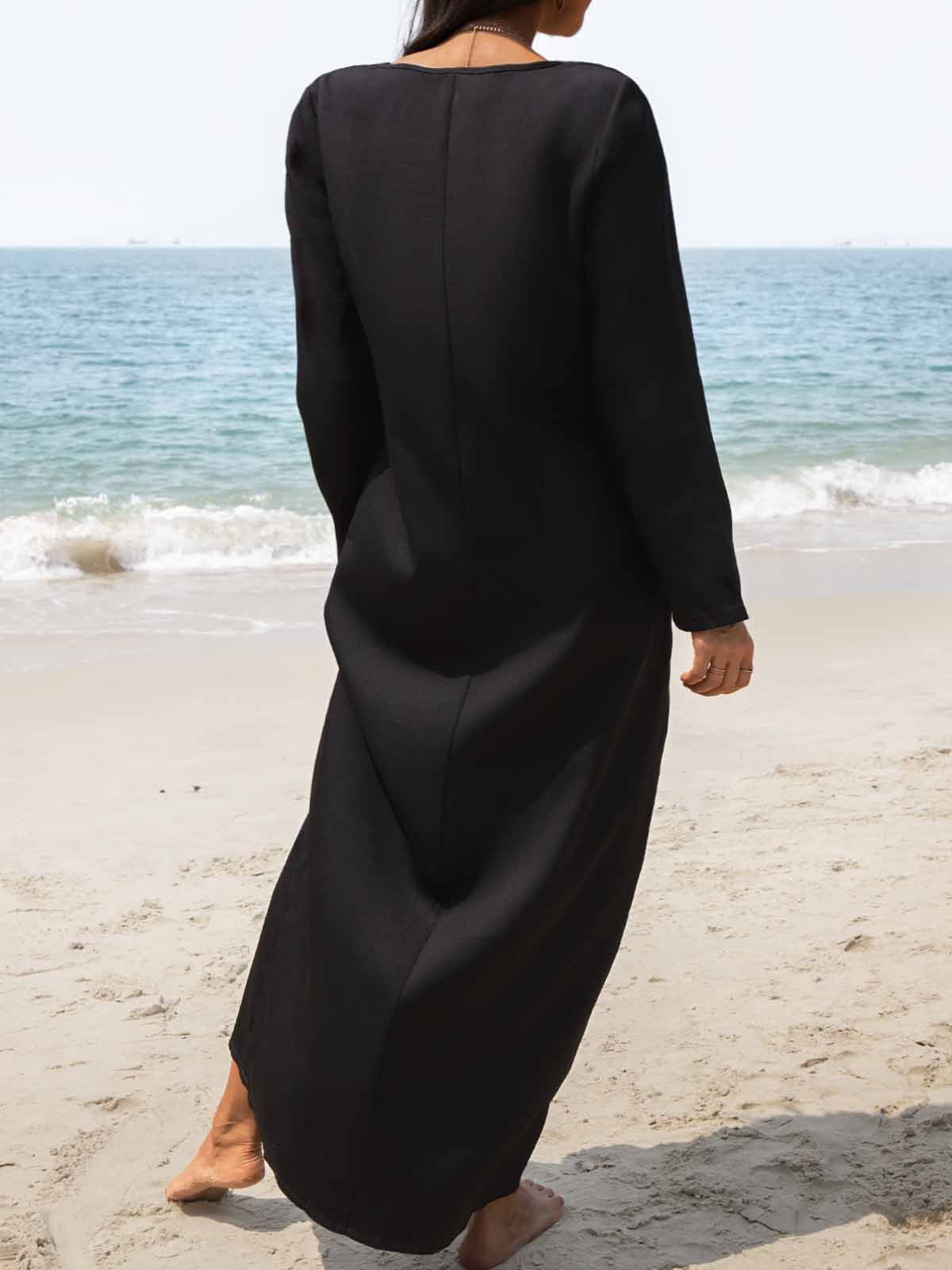 Cotton Blends Regular Fit Casual Round Neck Casual Dress