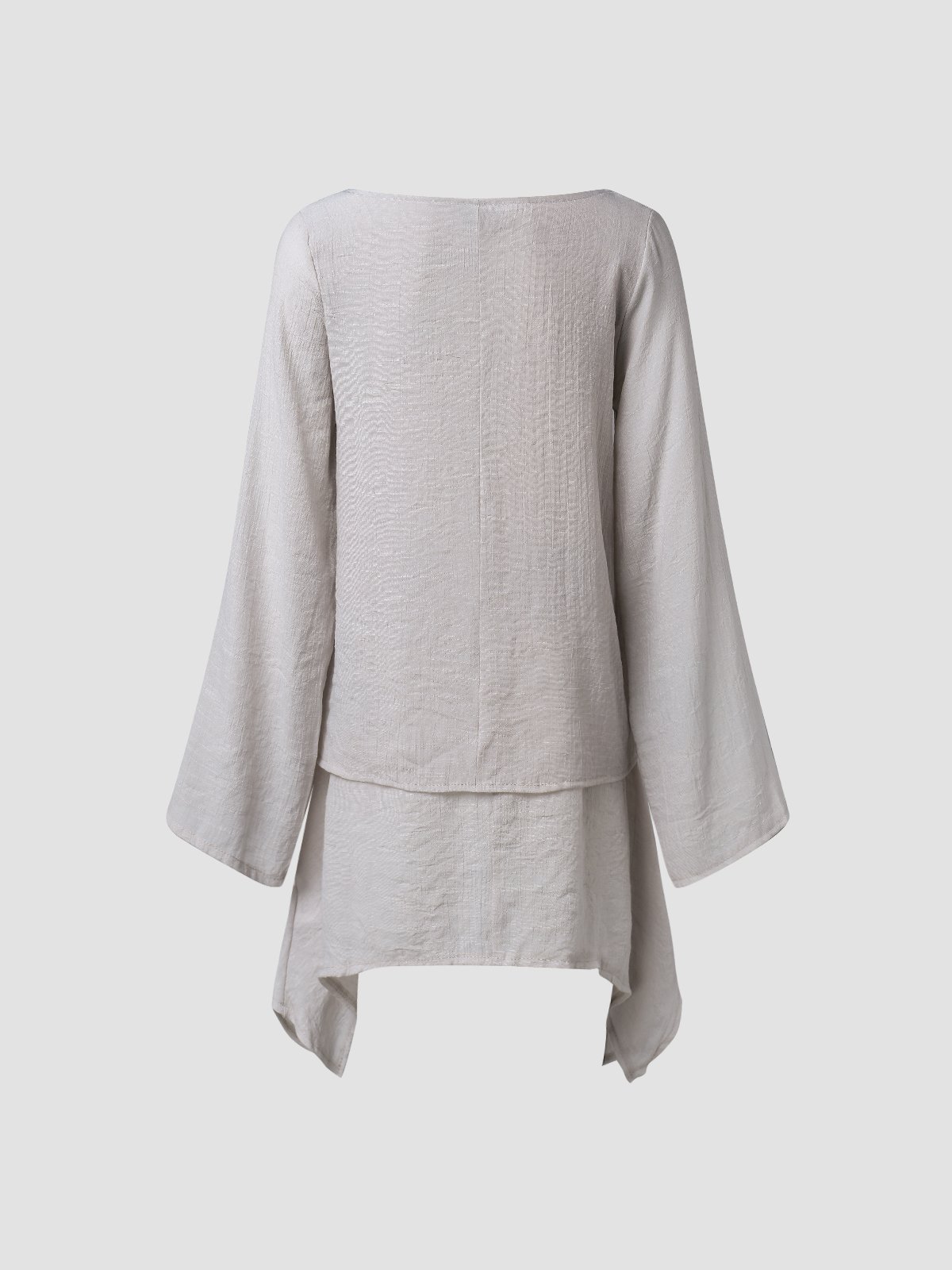 Solid Round Neck Linen Loosen Shirt & Blouses