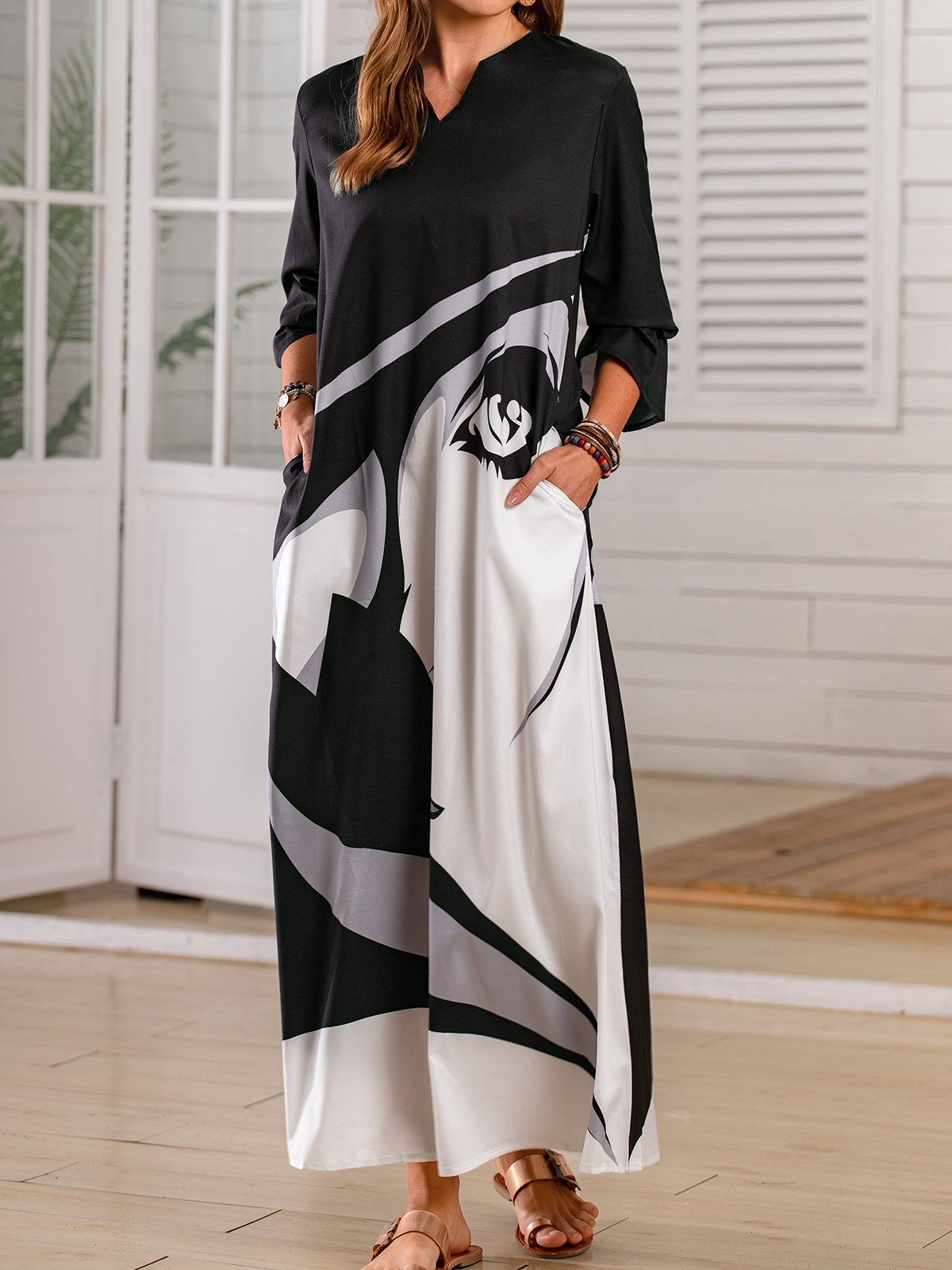 V Neck Loosen Casual Dress