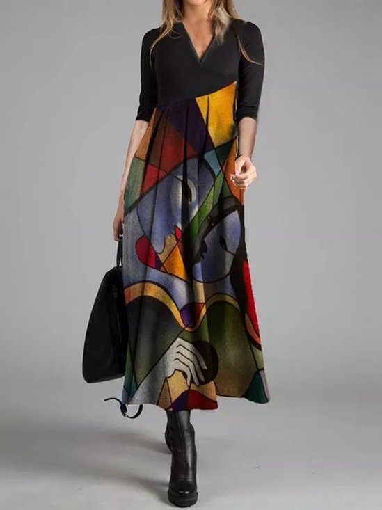 Vintage Abstract Regular Fit Casual Dress