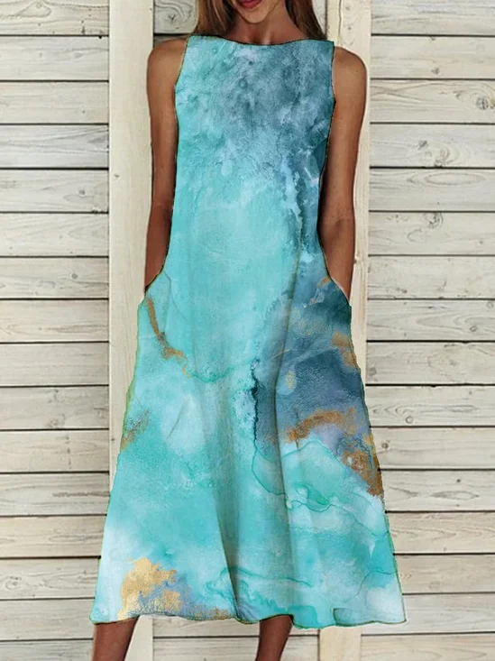 Printed Elegant Regular Fit Pockets Dress