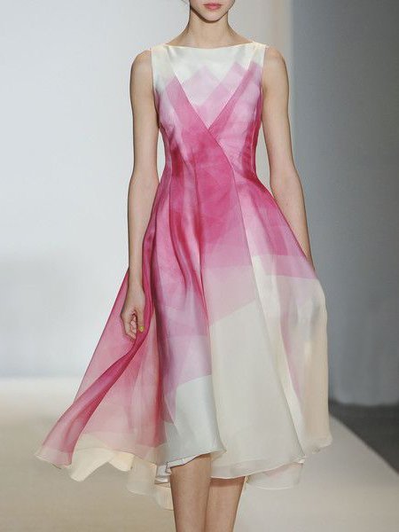 Round Neck Cotton Blends Loosen Formal Dress