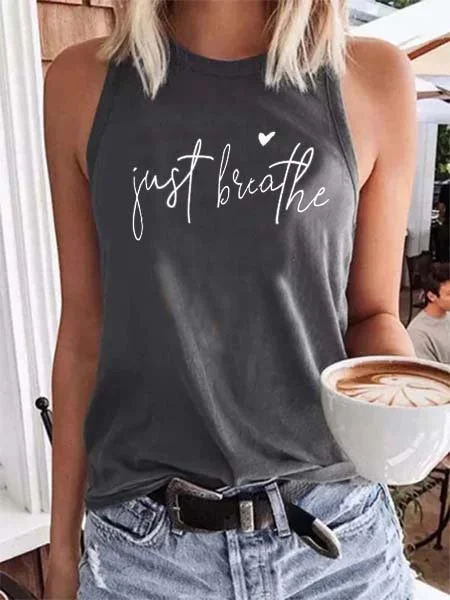 Cotton Blends Casual Round Neck Tank & Cami